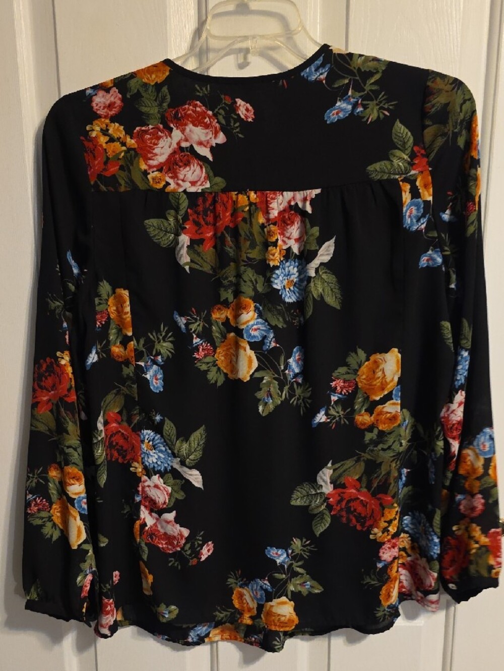 Daniel Rainn Black Floral Smocked Babydoll Tunic with Multicolor Blooms - Picture 5 of 6